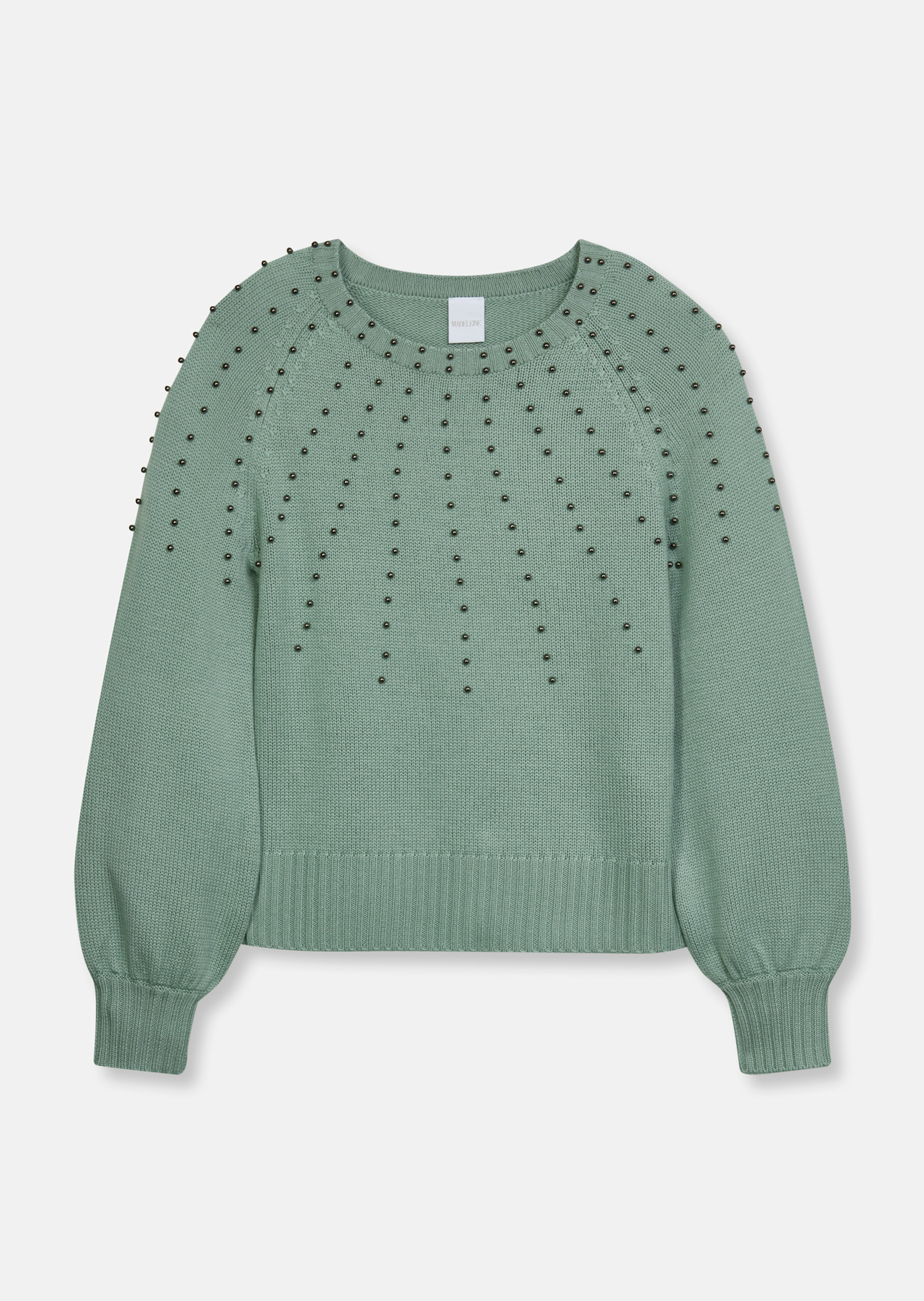Virgin wool jumper with decorative beads