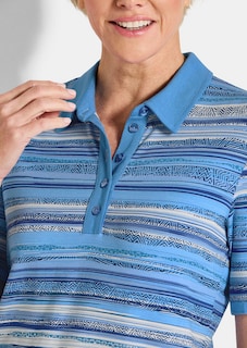 Geringeltes Poloshirt aus Viskose-Jersey thumbnail 5