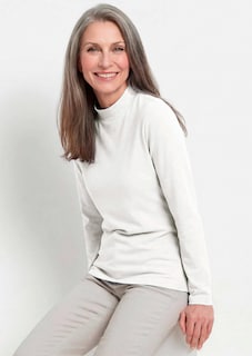 Shirt met lange mouwen en opstaande kraag, van katoen thumbnail 7