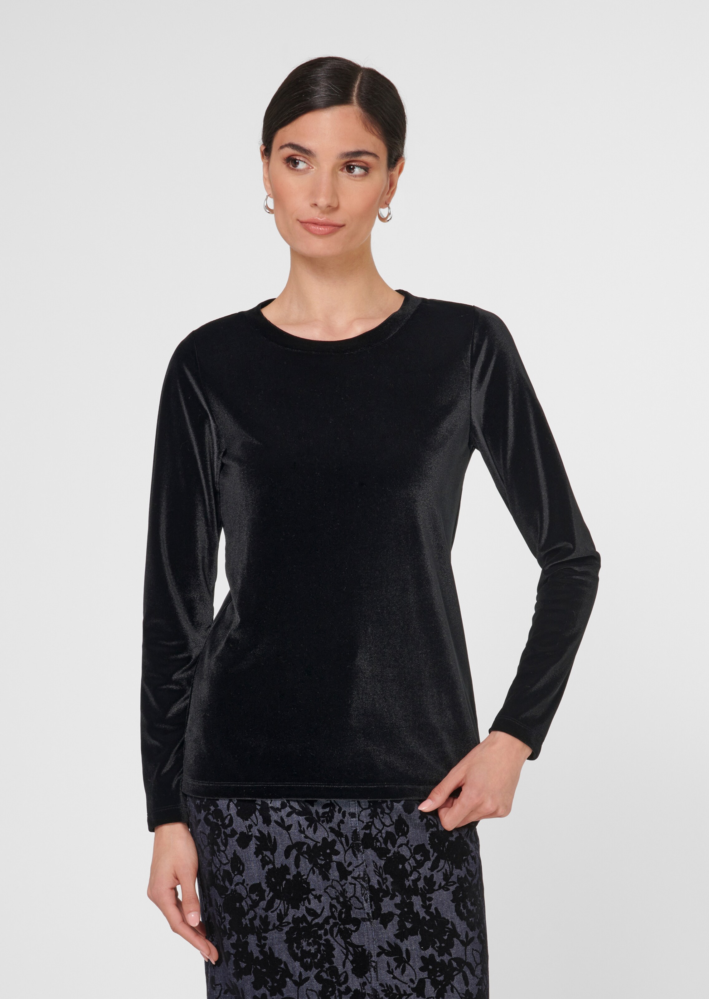 Langarmshirt in Samt-Optik