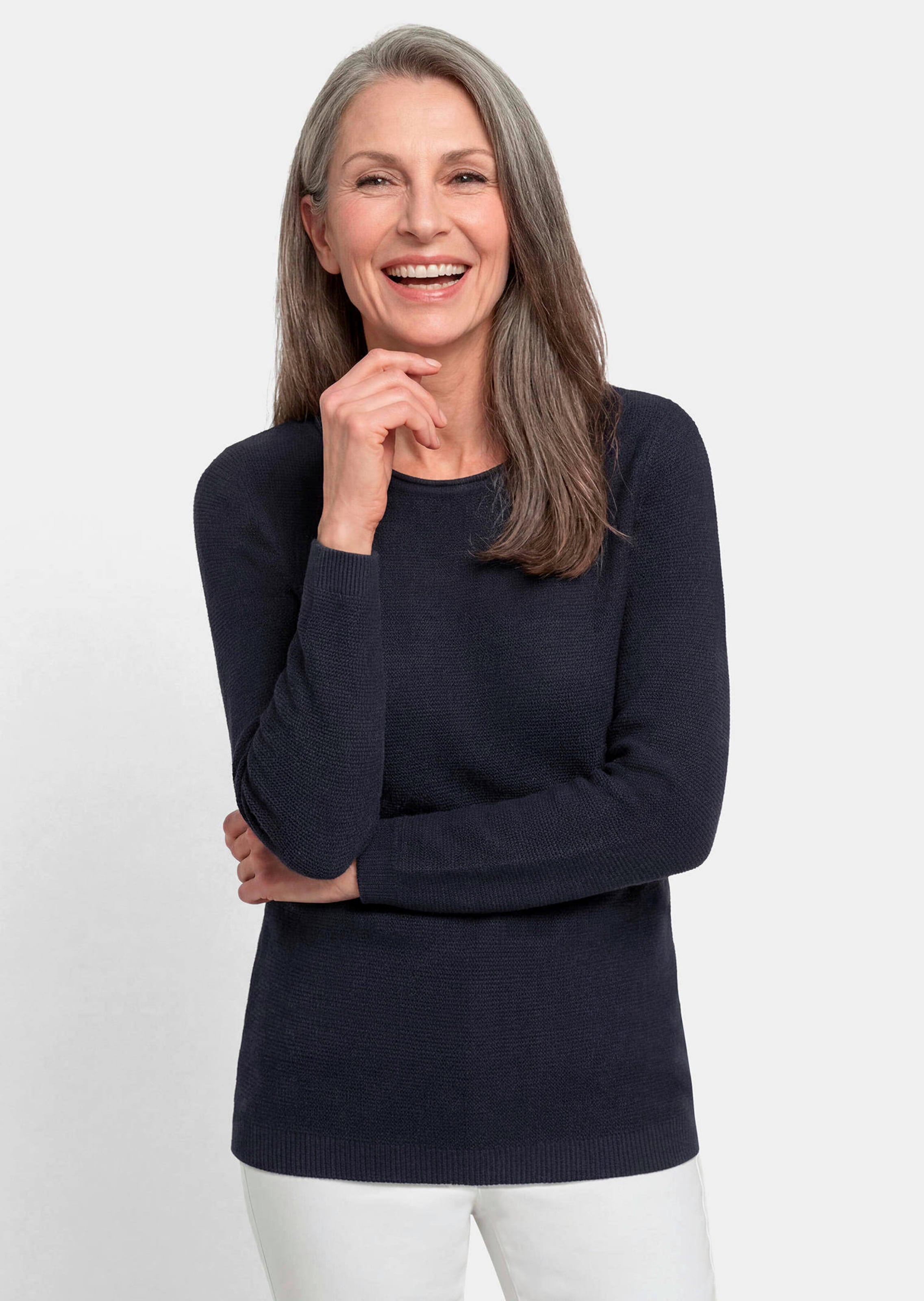 Fijn gebreide tricot pullover met boothals