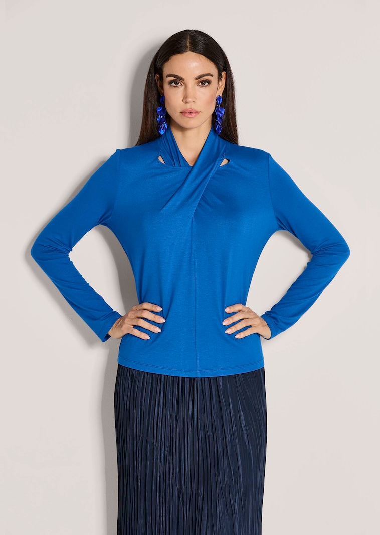 Langarm-Shirt mit modischer Kragen-Variante