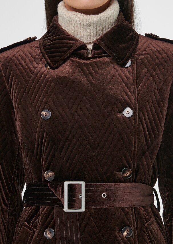 Velvet jacket in trench coat style 4