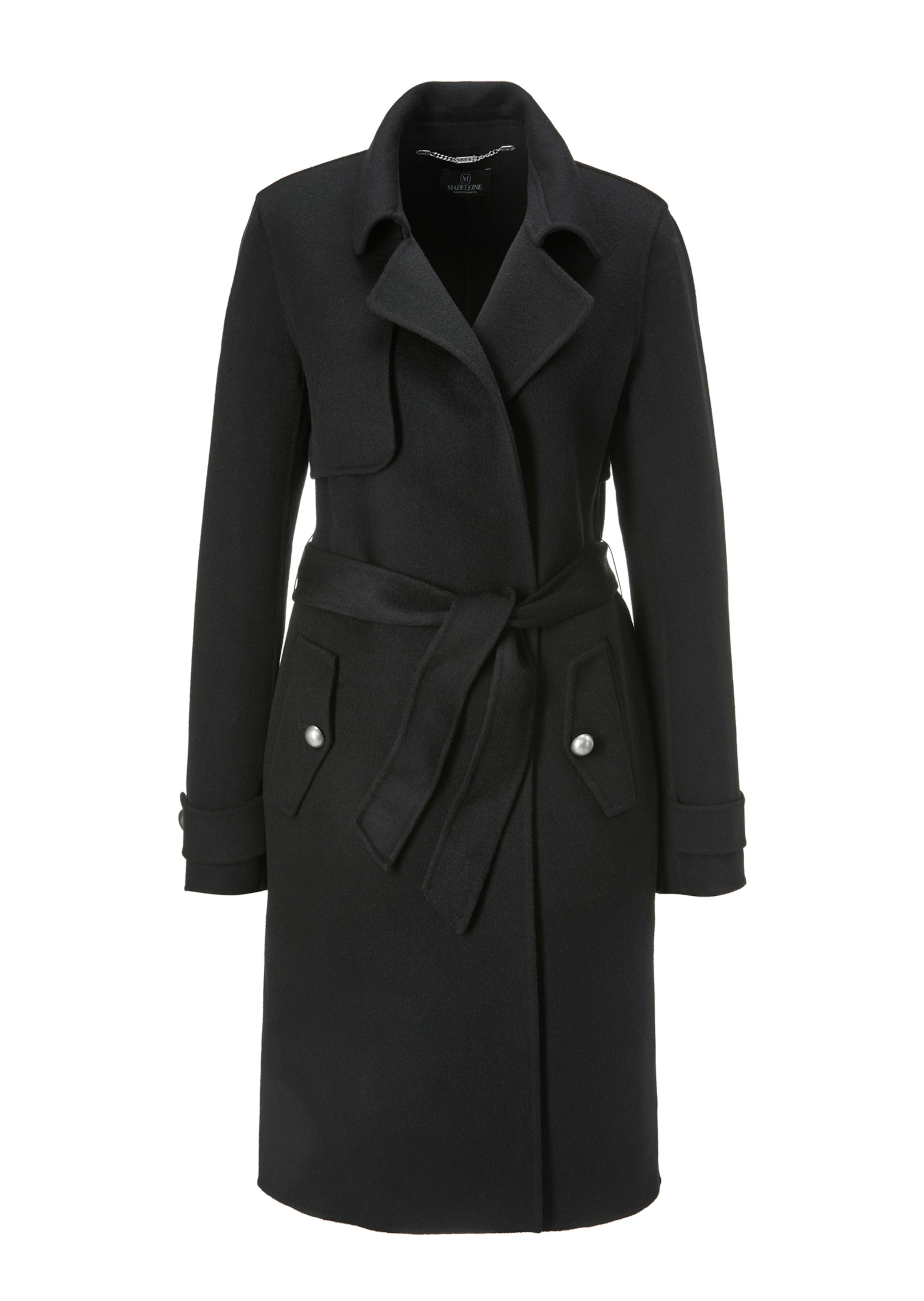 Double-faced short coat made from pure wool in black | MADELEINE