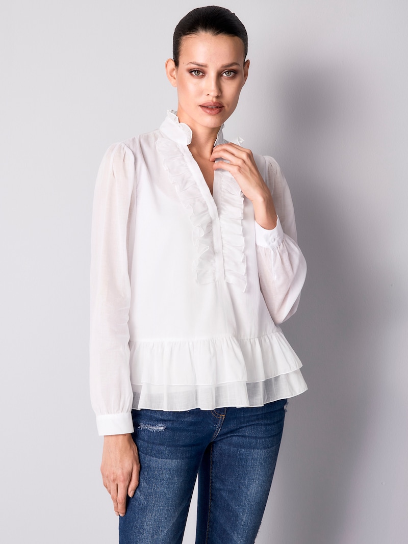 Bluse mit Volant am Ausschnitt