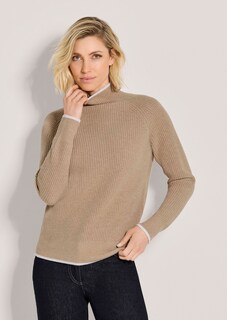 Wollpullover mit Kontraststreifen und Perlfangmuster thumbnail 1