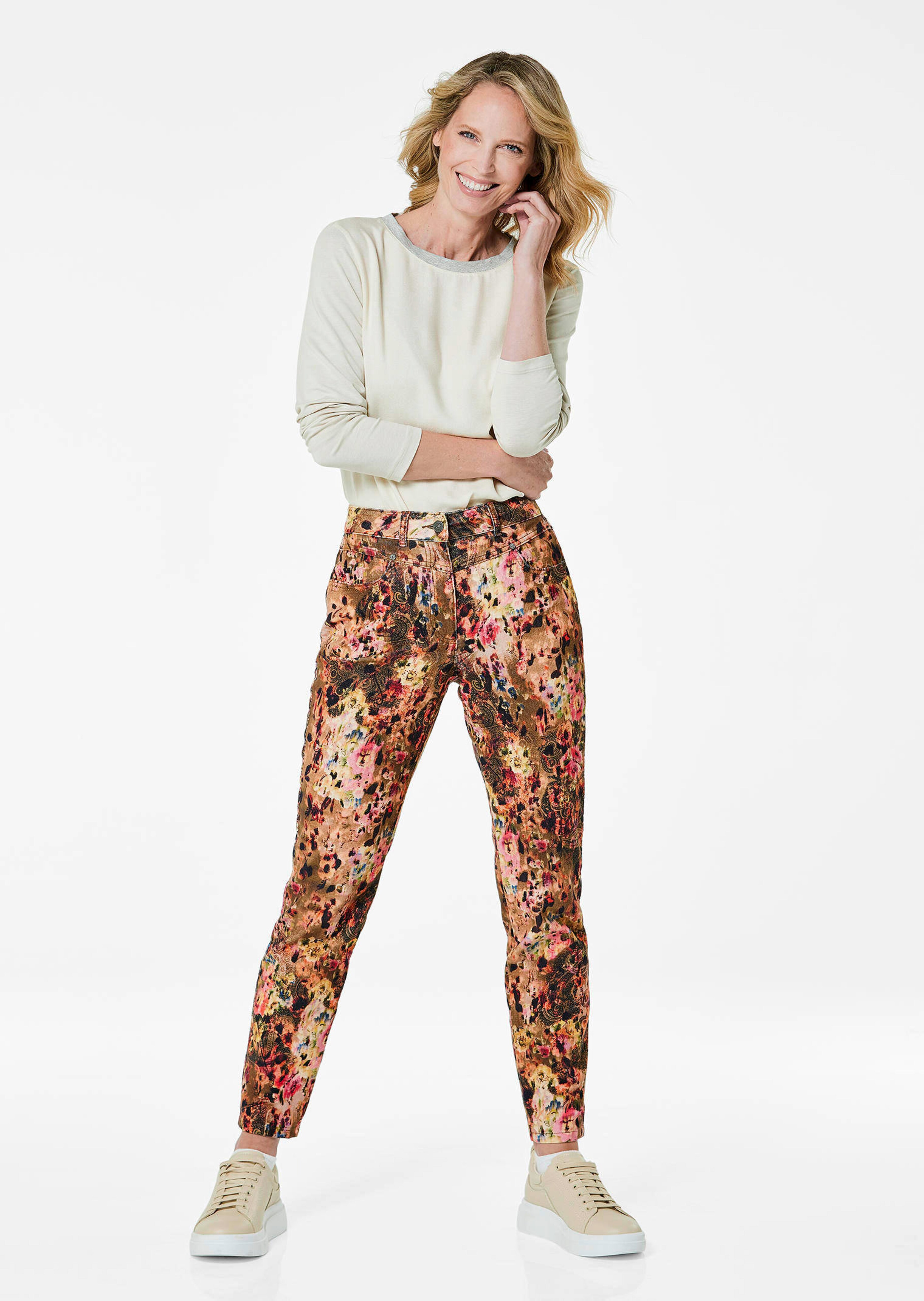 Fluwelen broek met all-over print thumbnail 2