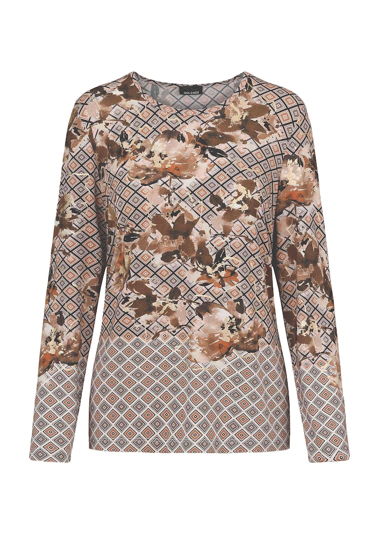 Comfortabel shirt van jersey met gouden accenten
