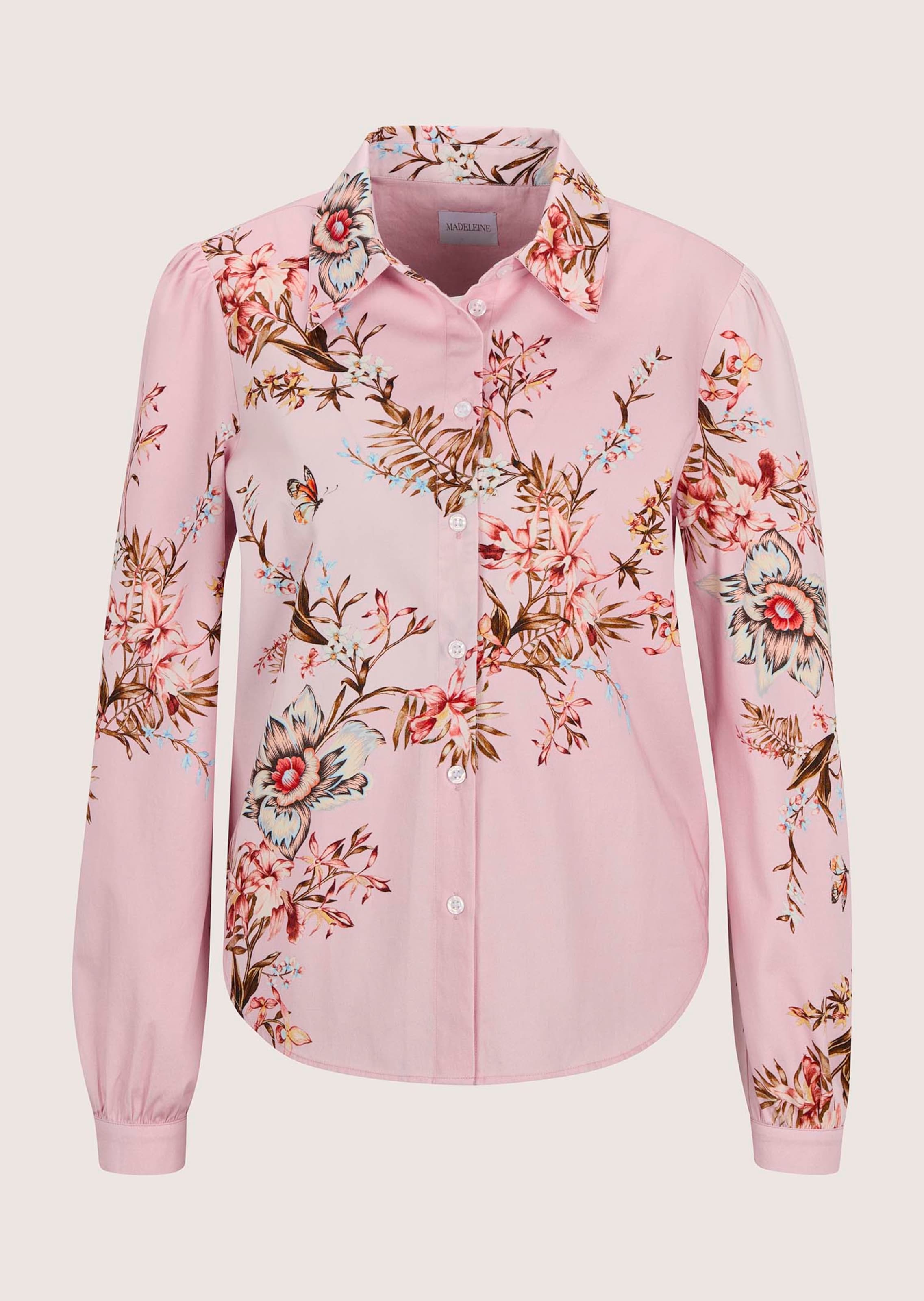 Baumwollbluse mit floralem Print