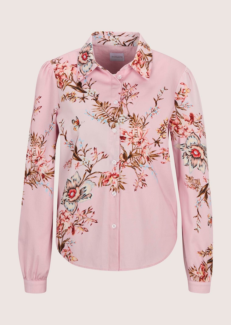Baumwollbluse mit floralem Print