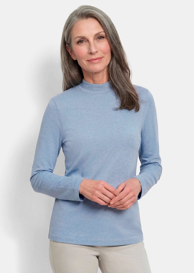 Langarmshirt mit Stehkragen aus Baumwolle