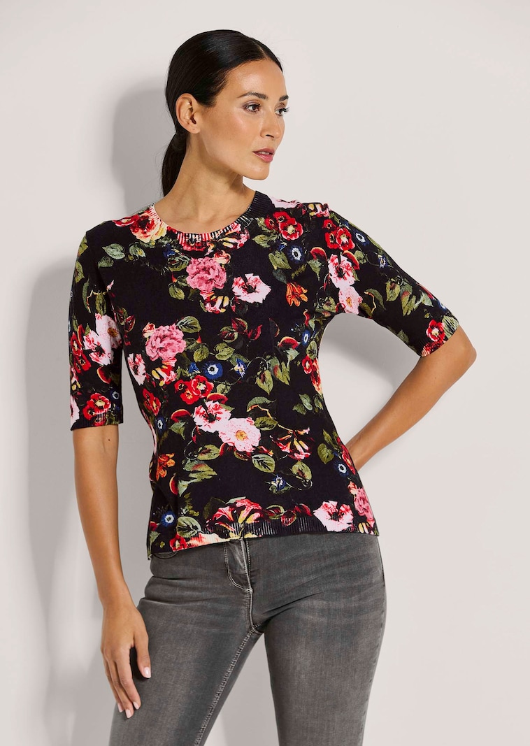 Rundhals-Pullover mit Unikat-Print