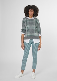 Knitted jumper with check and 3/4 sleeves thumbnail 2