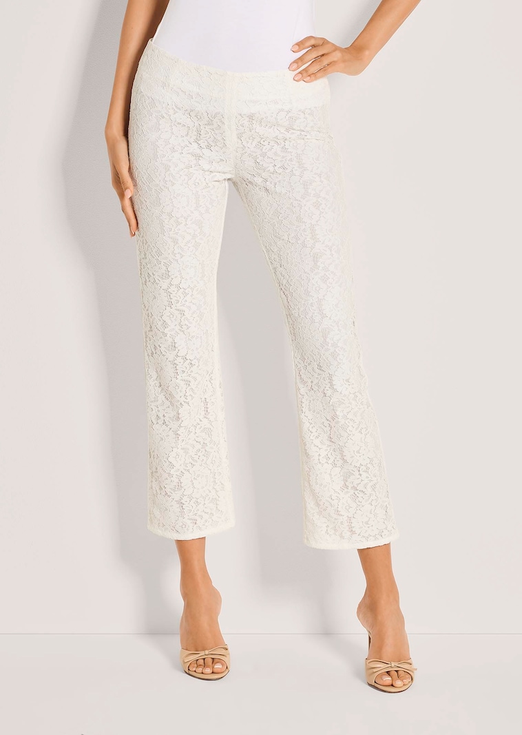 Stretch lace jacquard trousers