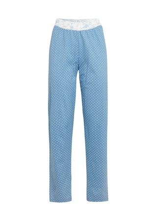 bleu clair / blanc / à pois Pantalon de pyjama à pois en mix matière