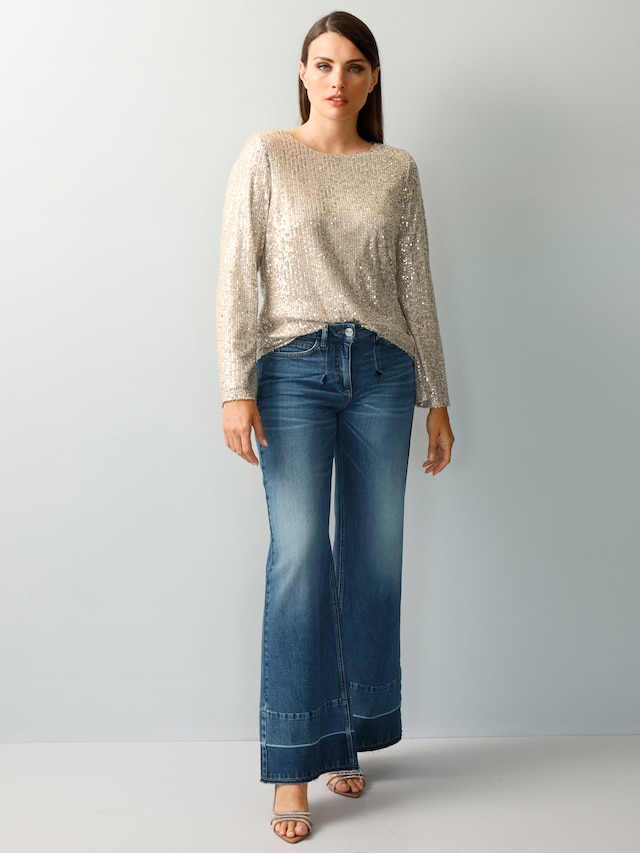 Pailettenbluse mit langem Arm 3