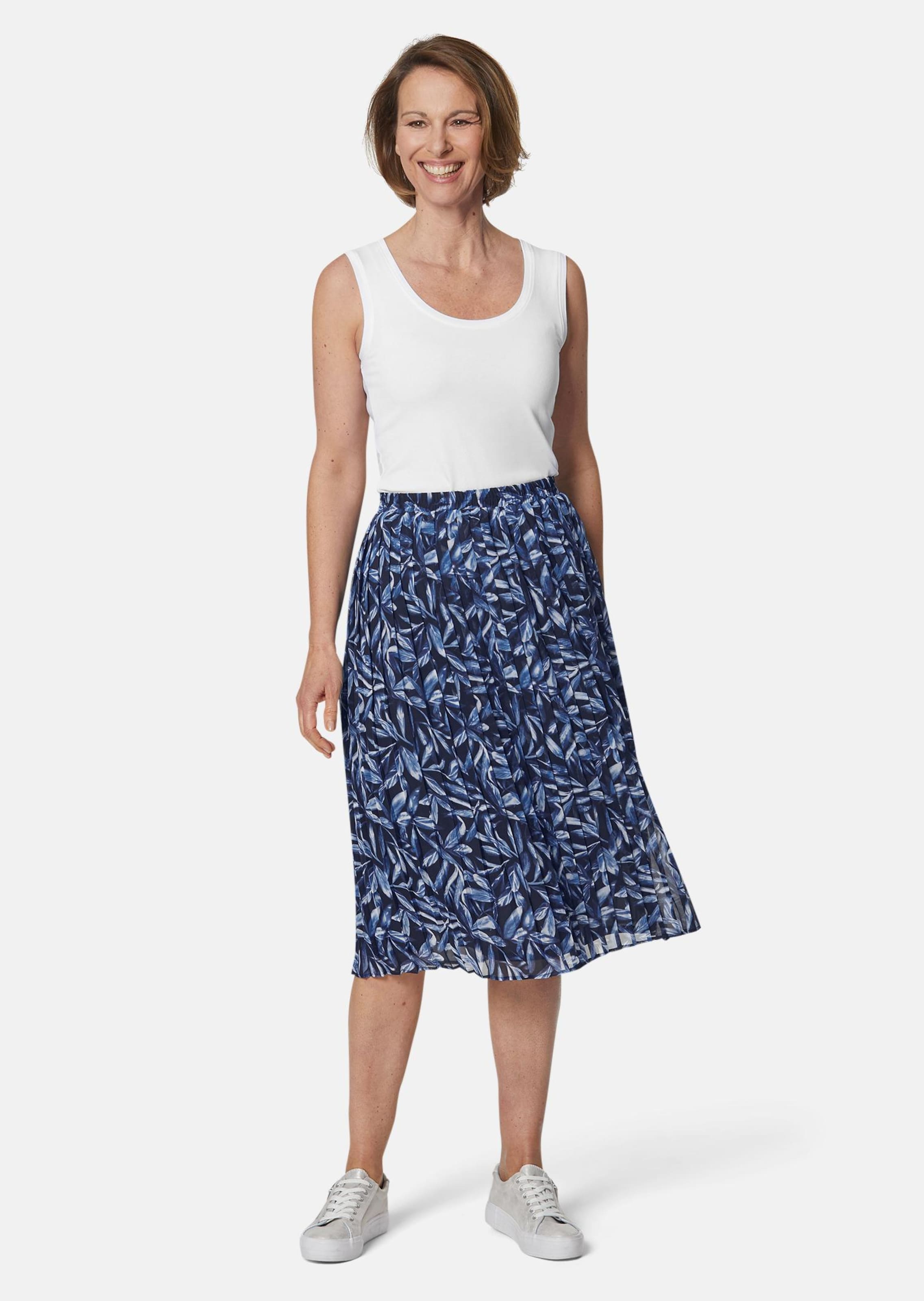 Jupe plissée avec imprimé brillant - marine / bleu roi / à motifs - Gr. 44 de Goldner Fashion