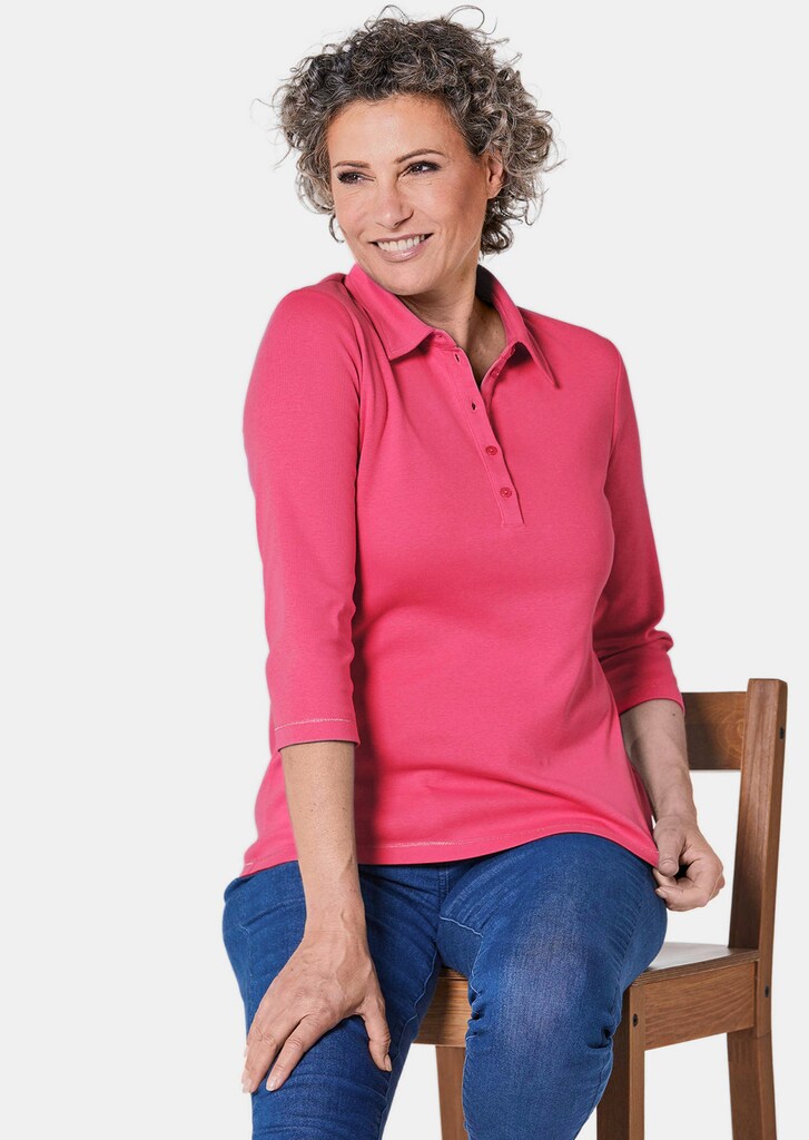 Basic-Poloshirt mit Stickerei aus reiner Baumwolle