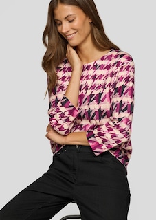 Jersey shirt met pied-de-poule- en ruitmotief thumbnail 7