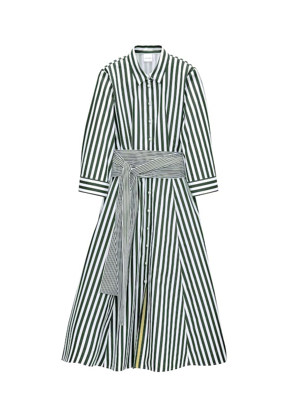 Striped shirt dress with tie sash 5