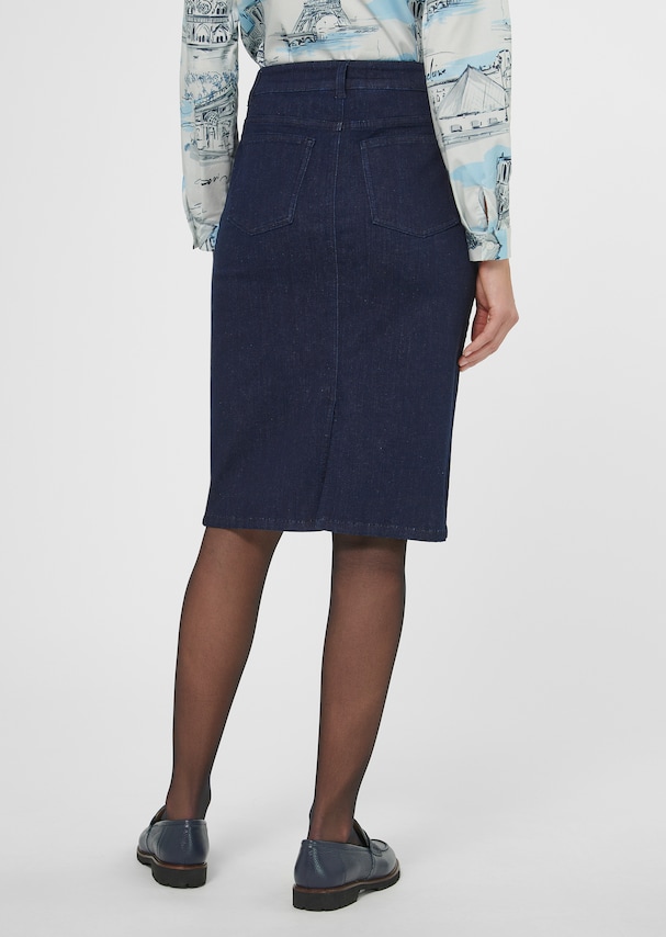 Slim denim skirt with embroidery 2
