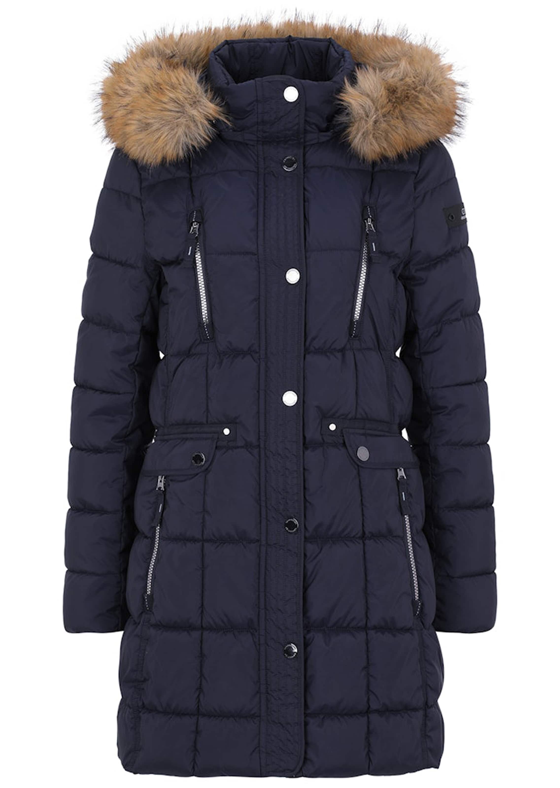 Doorgestikte mantel met vele zakken met ritssluiting