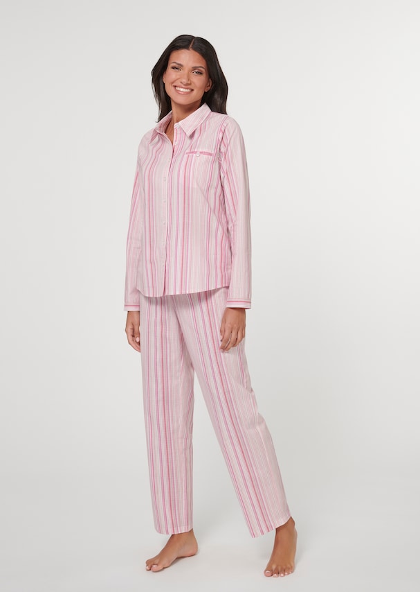 Pyjamas with elegant woven stripes 1