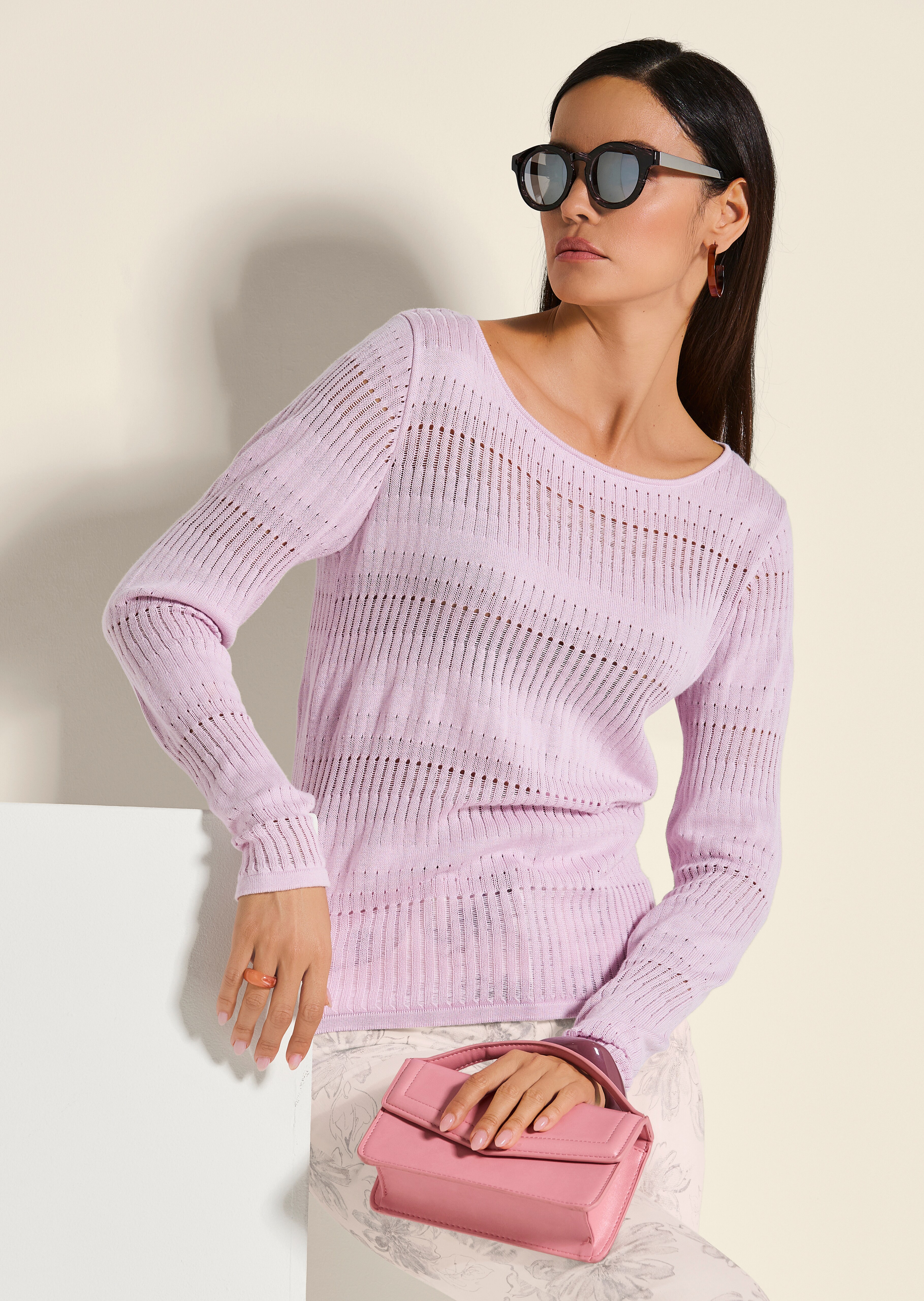Rundhals-Pullover im Muster-Mix