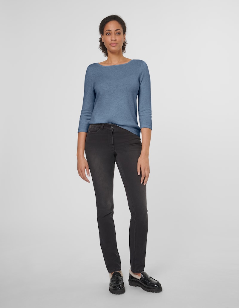 Kaschmirpullover mit U-Boot-Ausschnitt