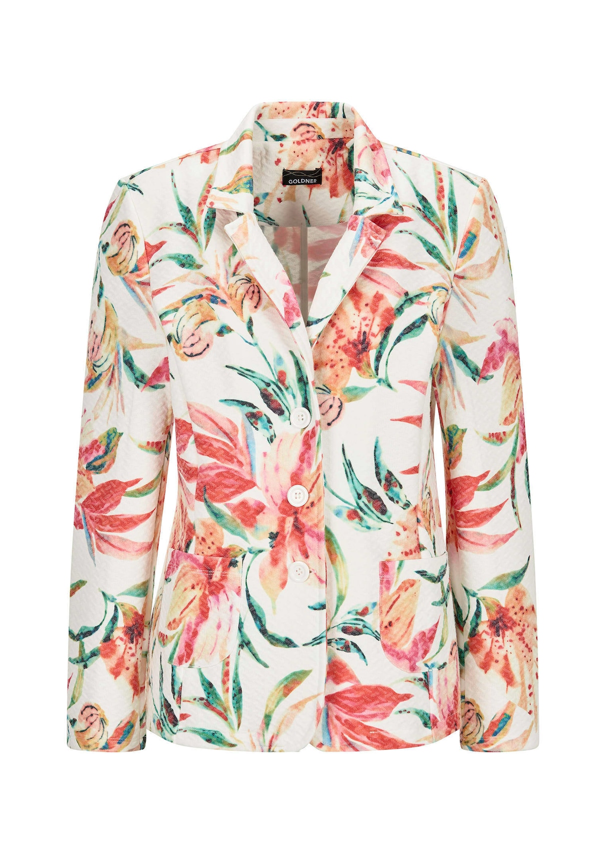 Blazer floral en jersey gaufré