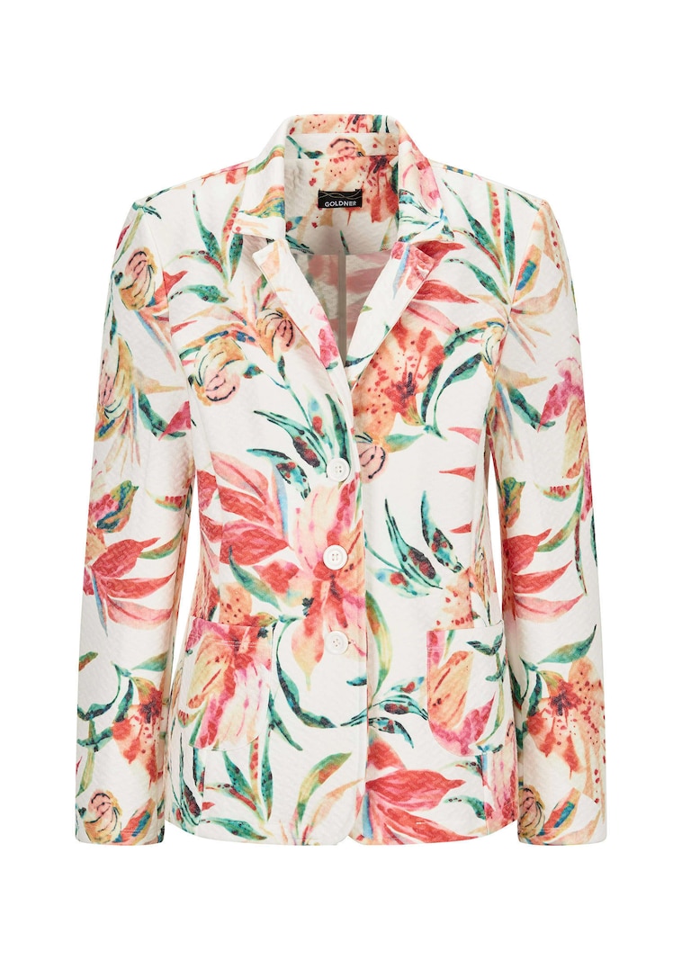 Floraler Blazer aus Waffel-Jersey