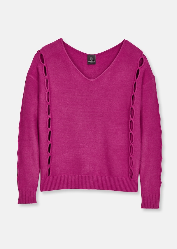 Knitted jumper with cut-outs and V-neckline 5