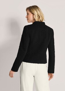 Kurzer Jersey-Blazer mit Zopfmuster thumbnail 3