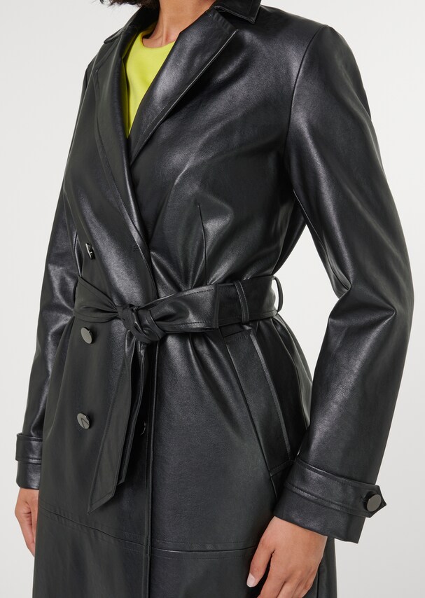 Padded trench coat in leather look 4