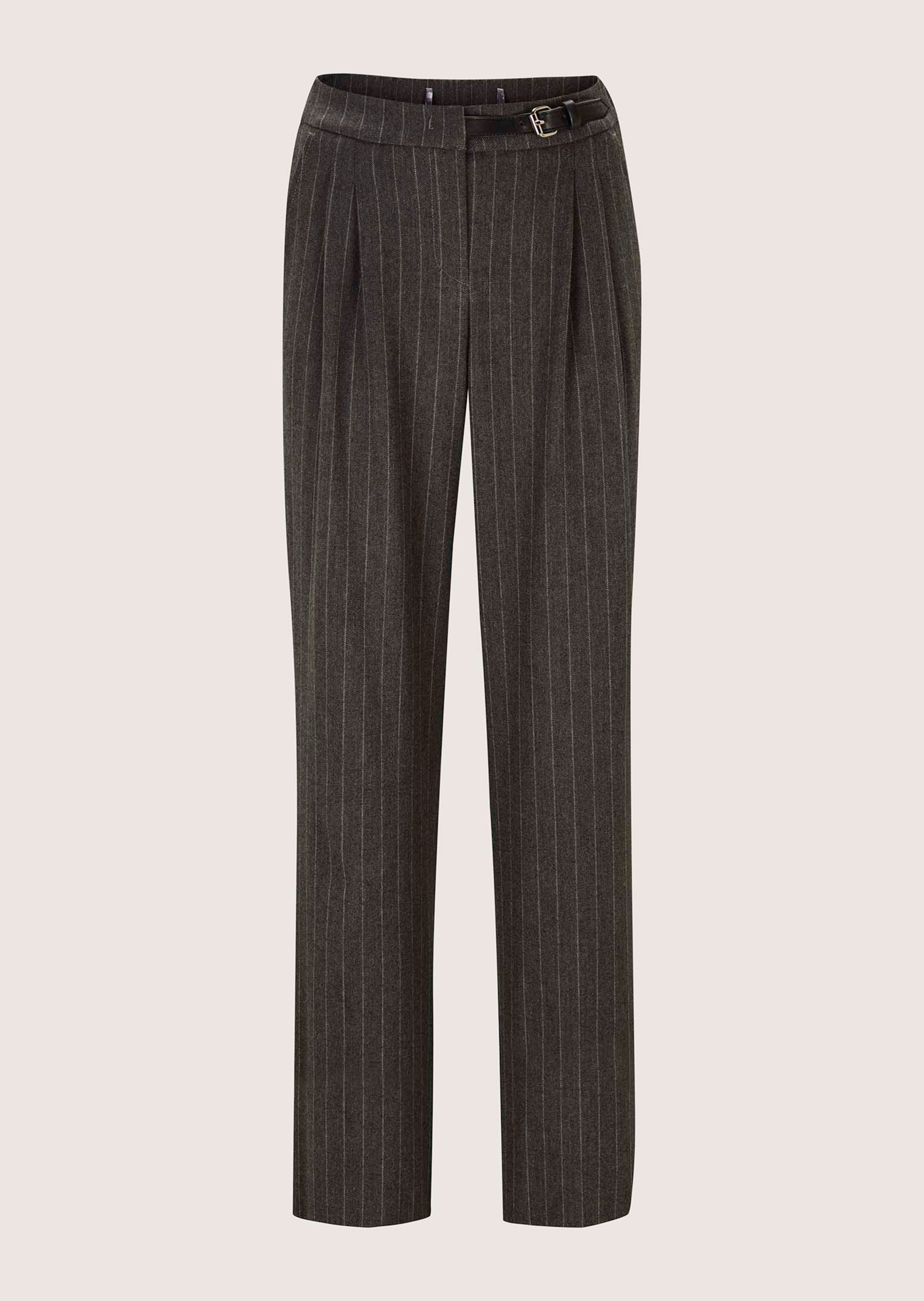 Weite Bundfaltenhose mit Nadelstreifen und Barrel-Leg