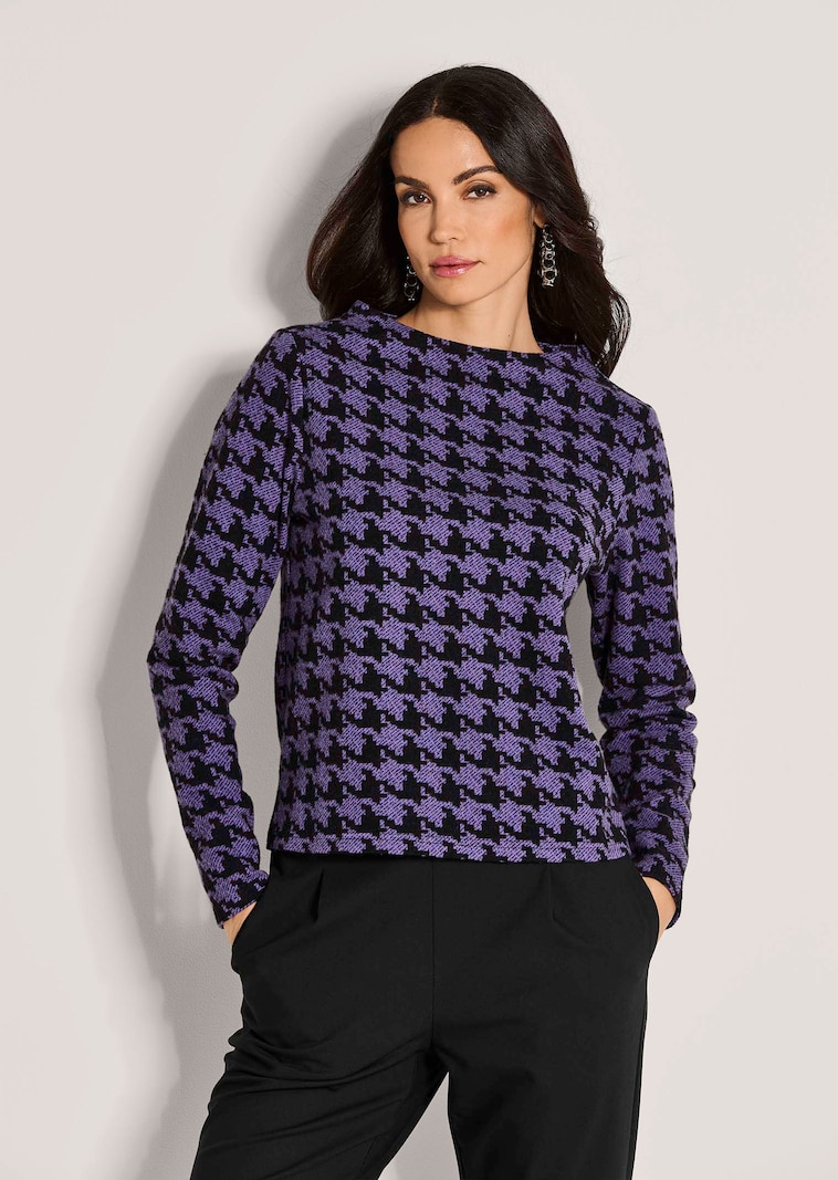 Sweat à motif pied-de-poule