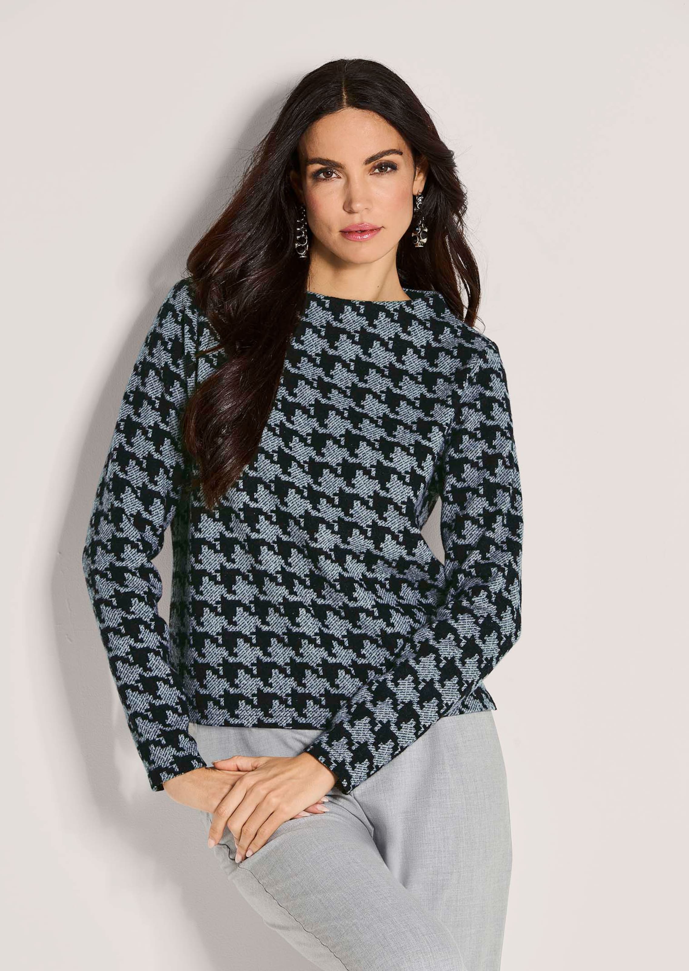 Sweatshirt met pied-de-poule-motief