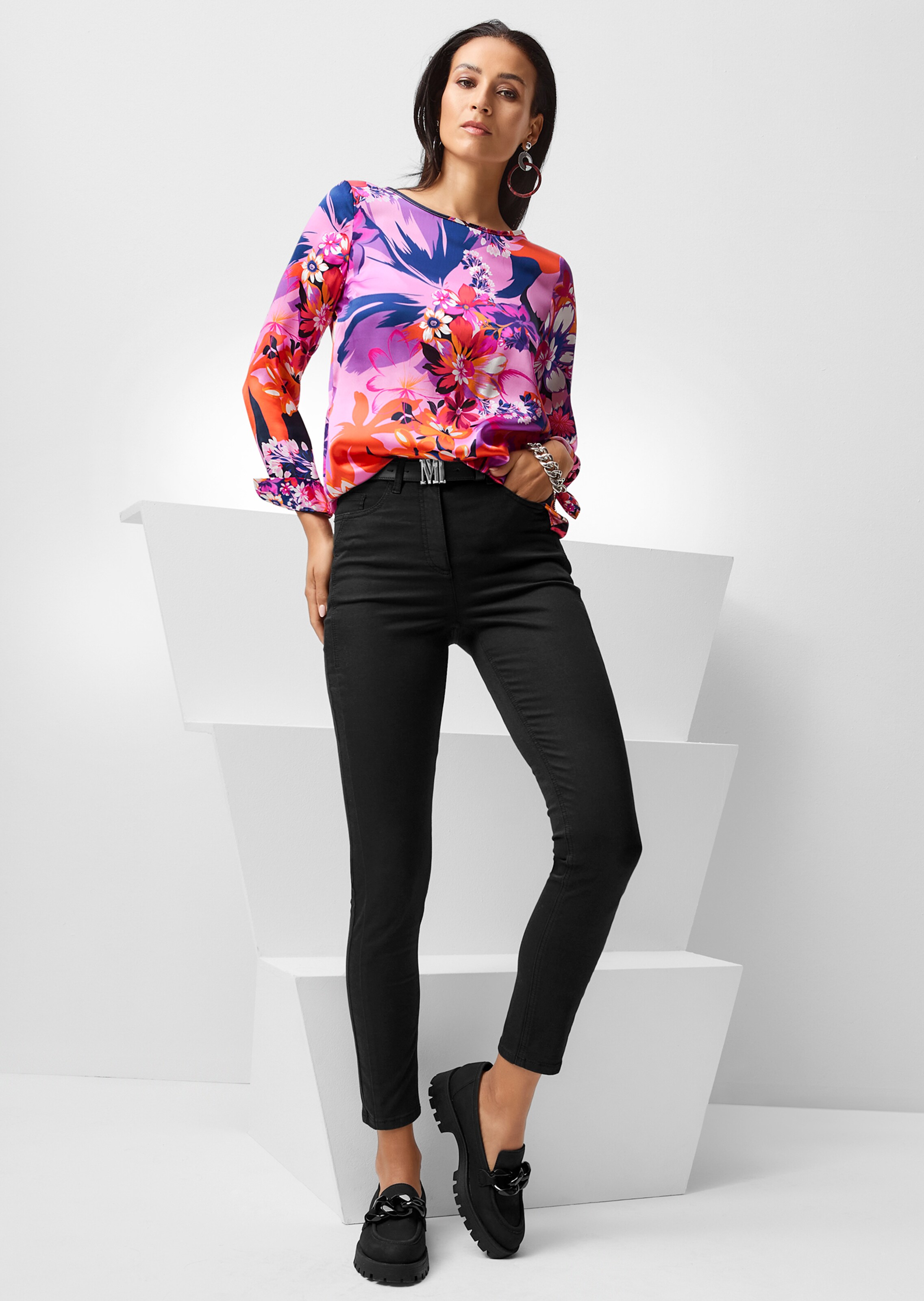 Seidenbluse mit Floral-Druck