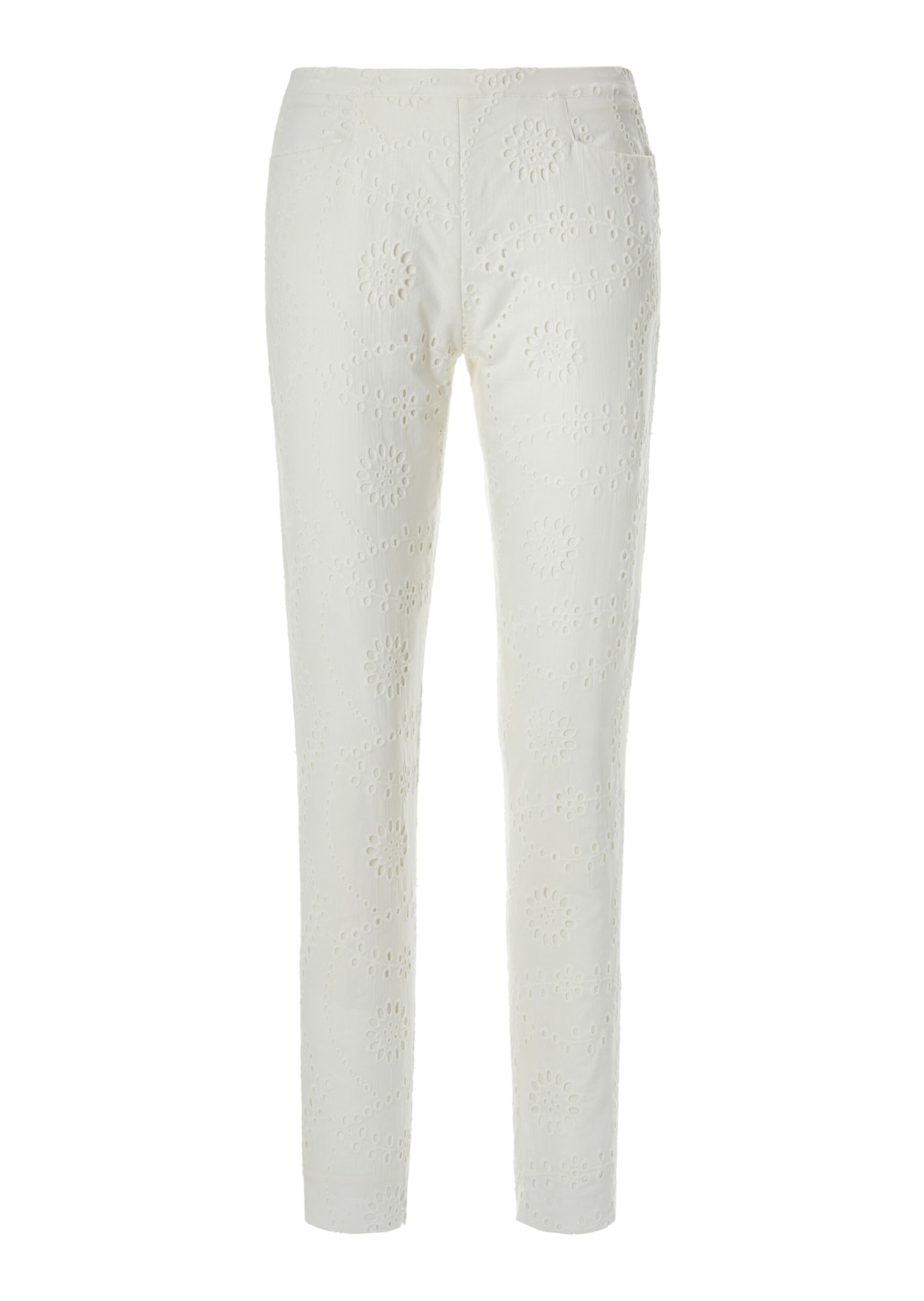 Schlanke Baumwollhose mit Stickerei-Spitze