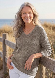 Tricot pullover met naadloze V-hals thumbnail 7
