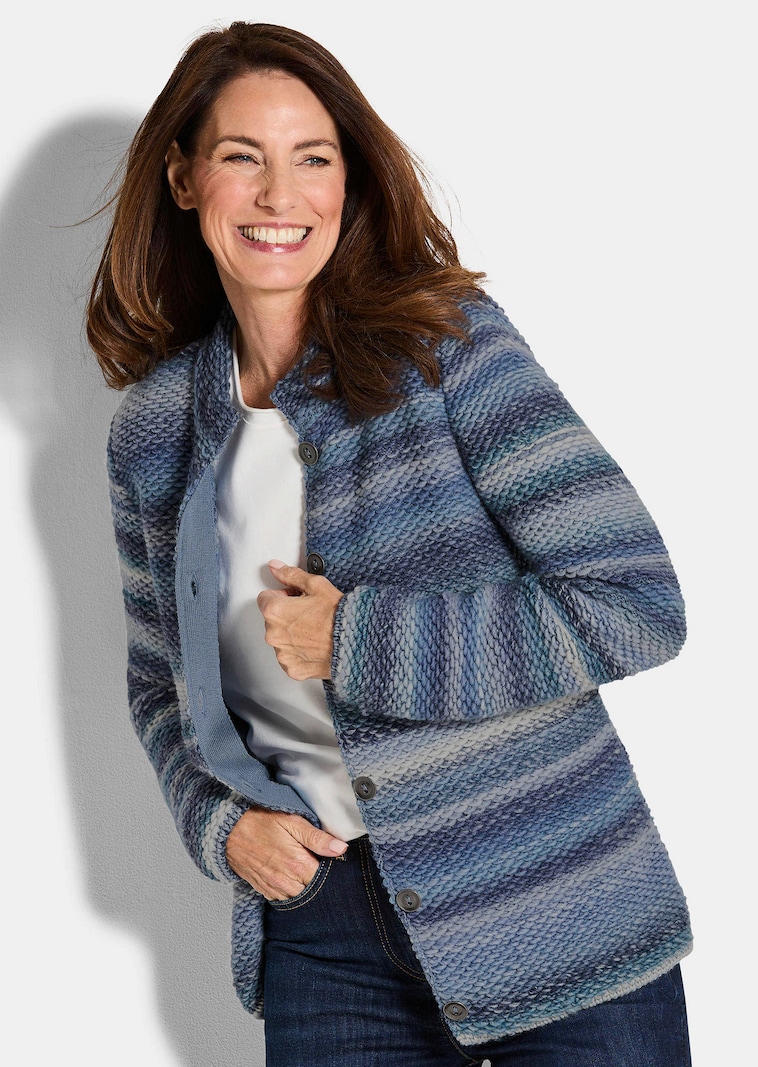 Tricot jasje met meerkleurige strepenlook