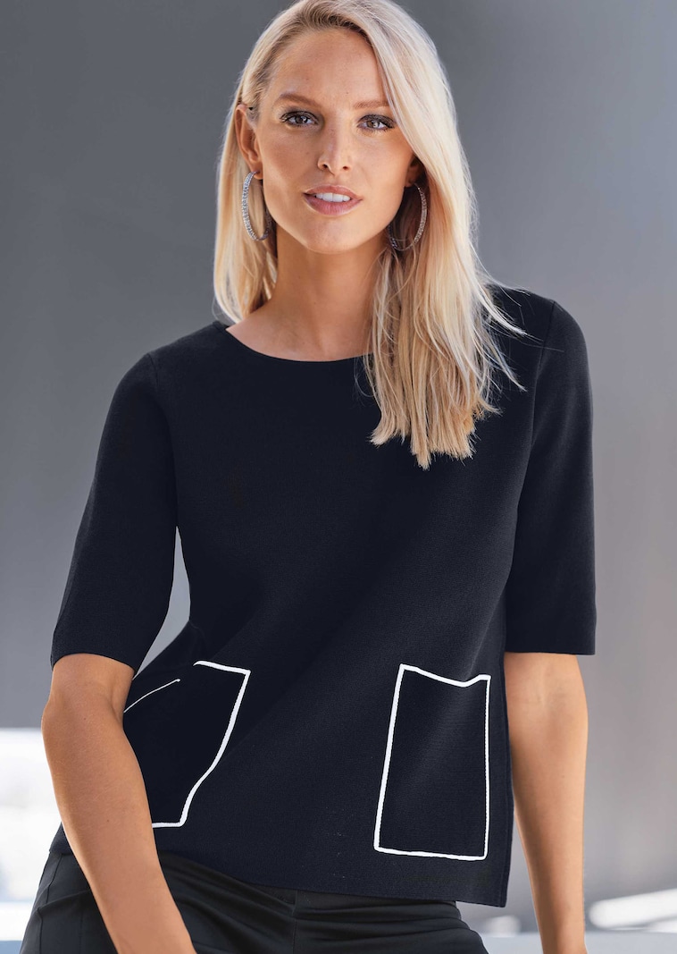 Pullover mit Kurzarm und aufgesetzten Taschen