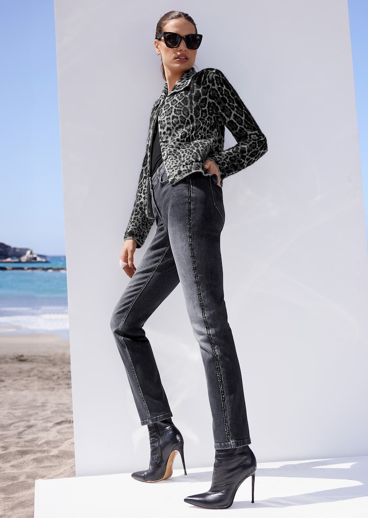 Slim jeans with rhinestone embellishment