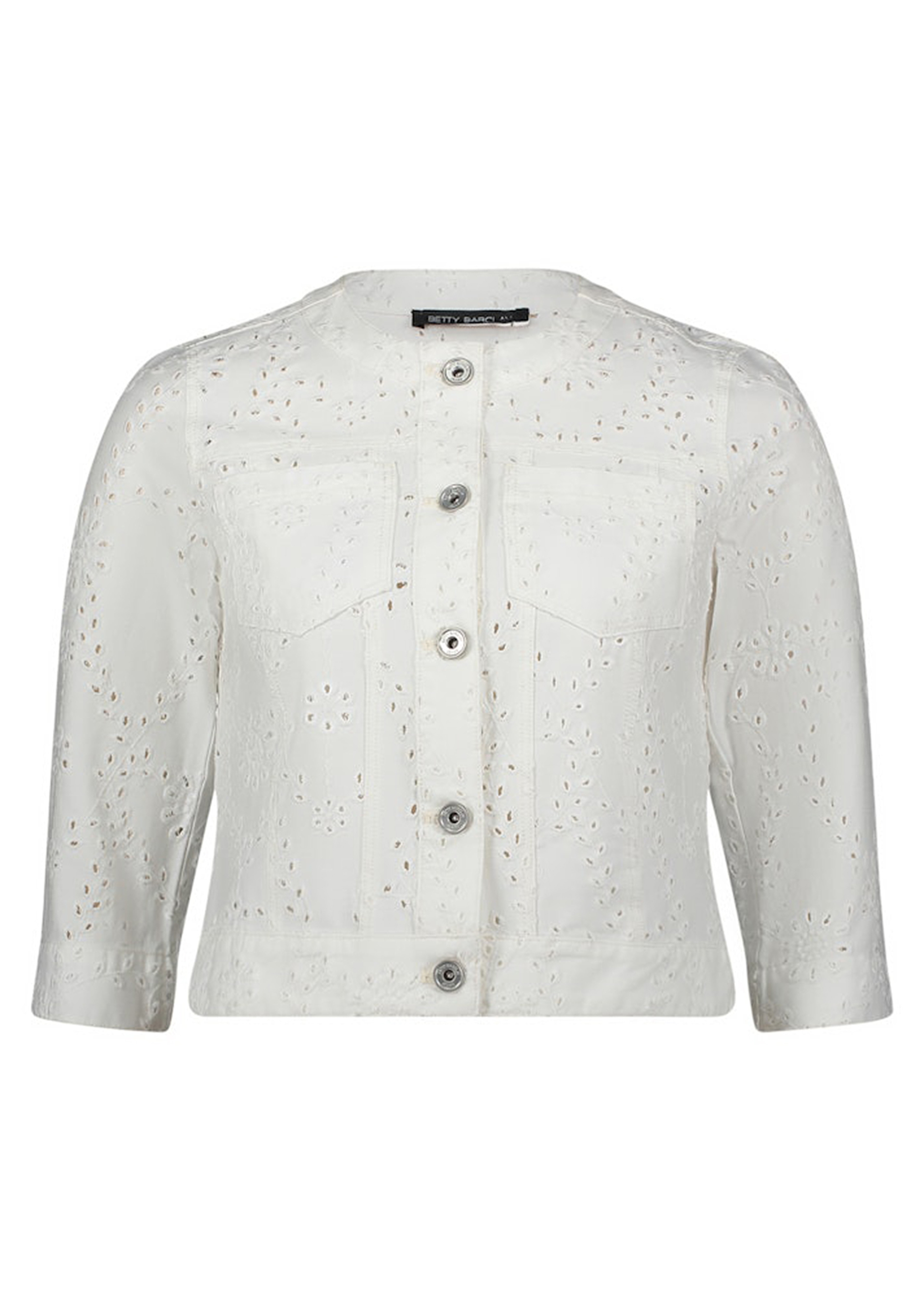 Kurzjacke mit floraler Lochstickerei