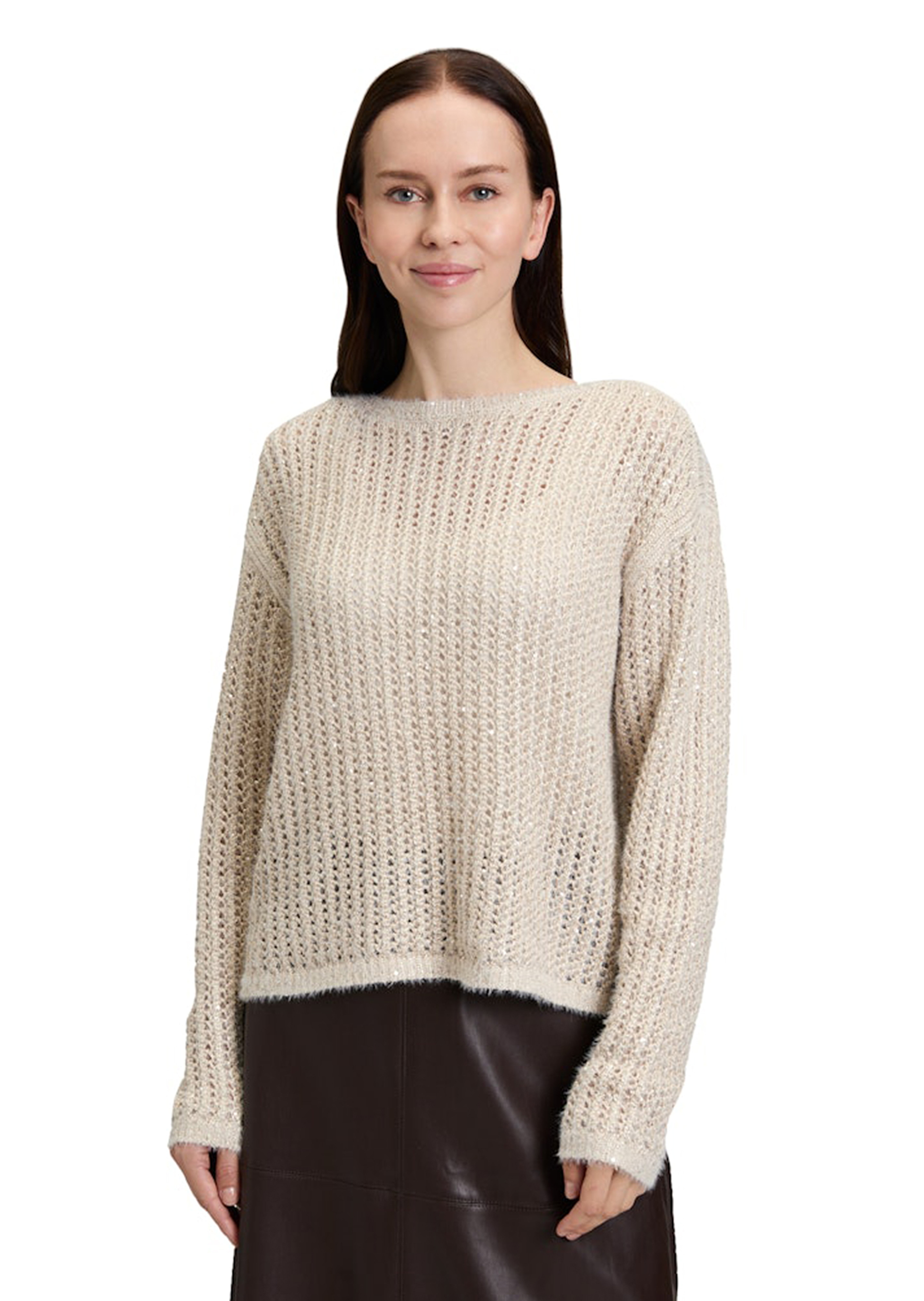 Lochstrick-Pullover mit Pailletten