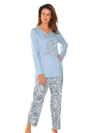 grau / hellblau / gemustert Trageangenehmer Pyjama mit Langarm