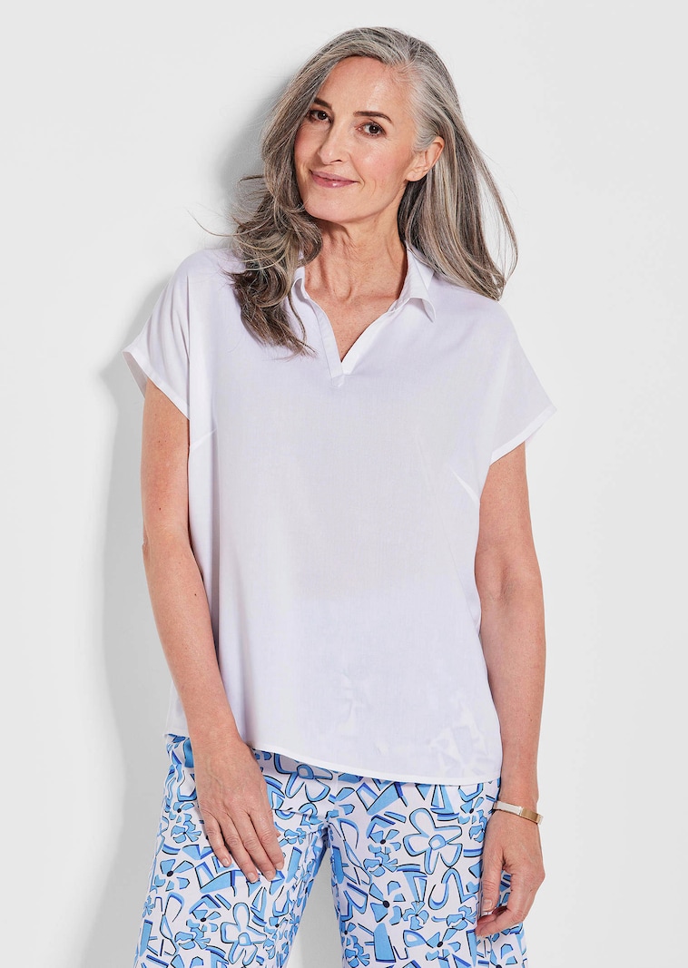 Schlupfbluse mit offenem Hemdkragen