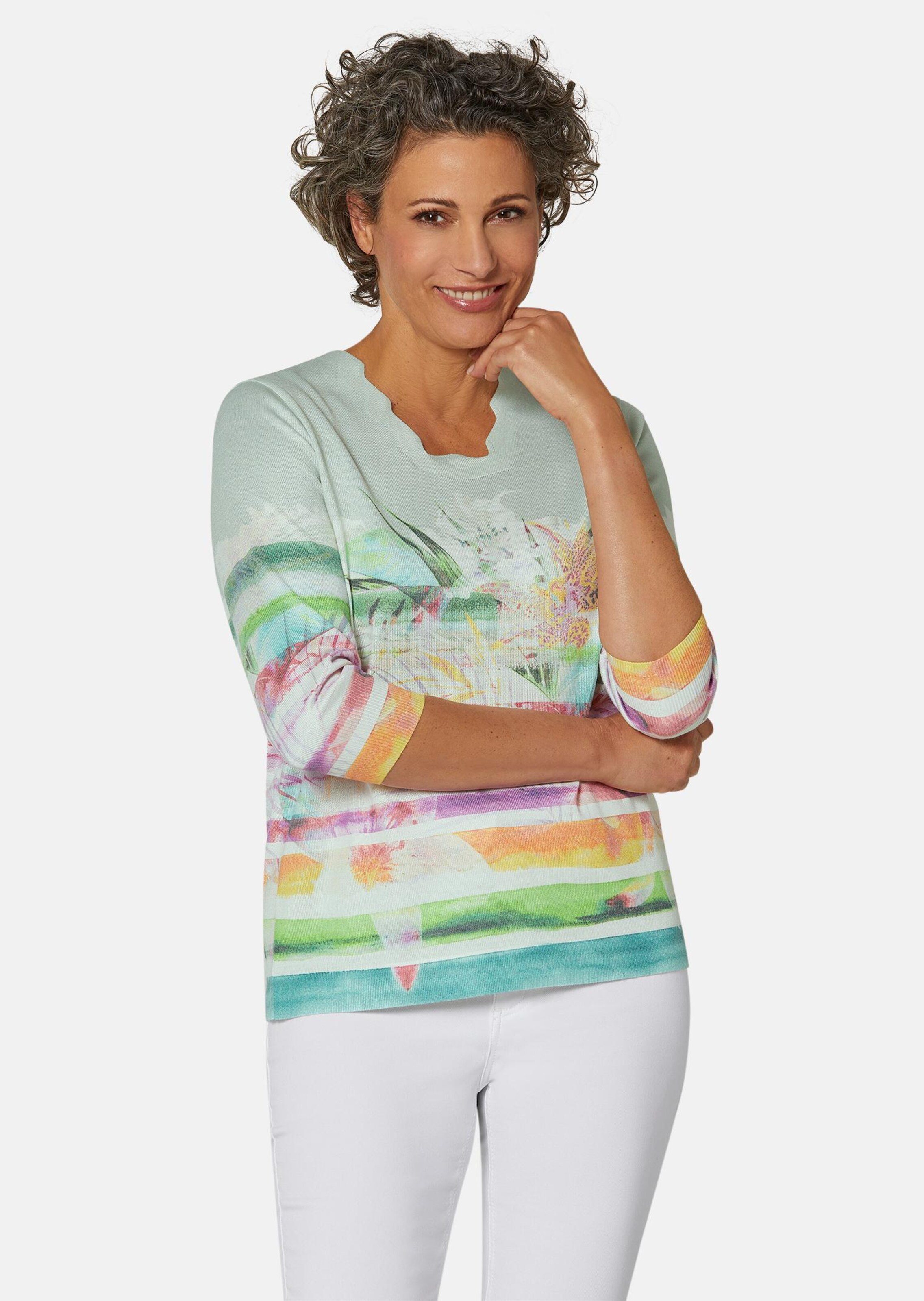 Hoogwaardig gedessineerde pullover met 3/4-mouwen van Di-Strick