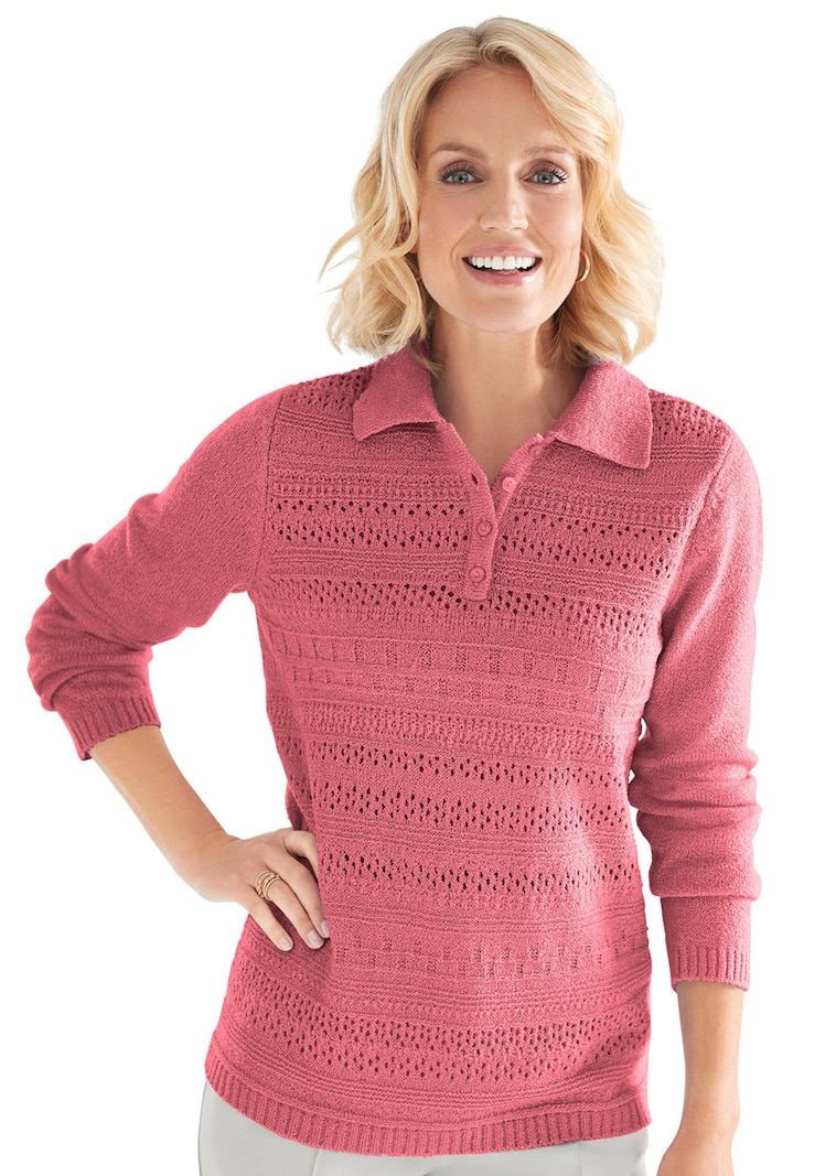 Pullover mit schönem Ajourmuster und Kragen