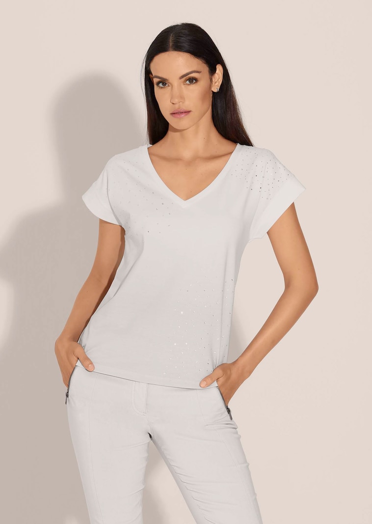 Jersey-Shirt mit Glitzersteinchen